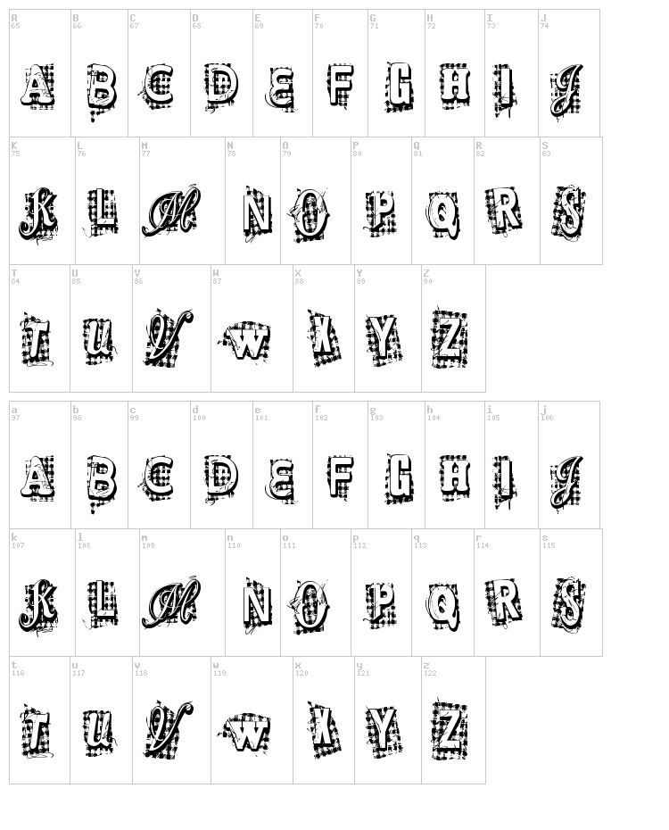 VTKS Xtra font map